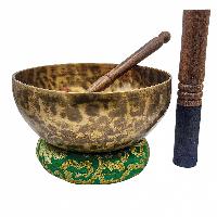 Jambati Singing Bowl, [tiger Antique], Buddhist Hand Beaten, Antique Finishing, Sound Note D3, 157 Hz