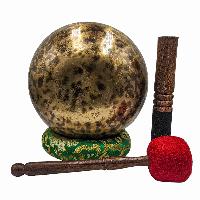 Jambati Singing Bowl, [tiger Antique], Buddhist Hand Beaten, Antique Finishing, Sound Note D3, 157 Hz