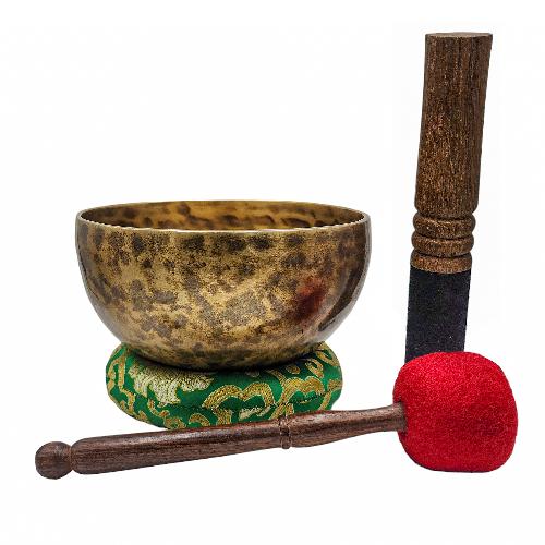 Jambati Singing Bowl, [tiger Antique], Buddhist Hand Beaten, Antique Finishing, Sound Note G3, 199 Hz