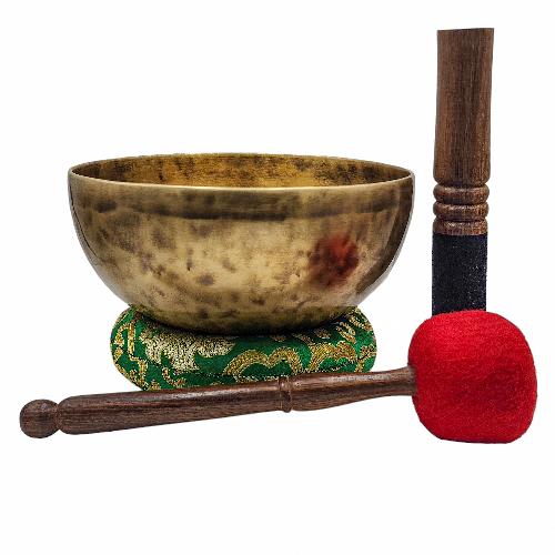 Jambati Singing Bowl, [tiger Antique], Buddhist Hand Beaten, Antique Finishing, Sound Note D3, 151 Hz