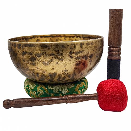 Jambati Singing Bowl, [tiger Antique], Buddhist Hand Beaten, Antique Finishing, Sound Note C3, 134 Hz