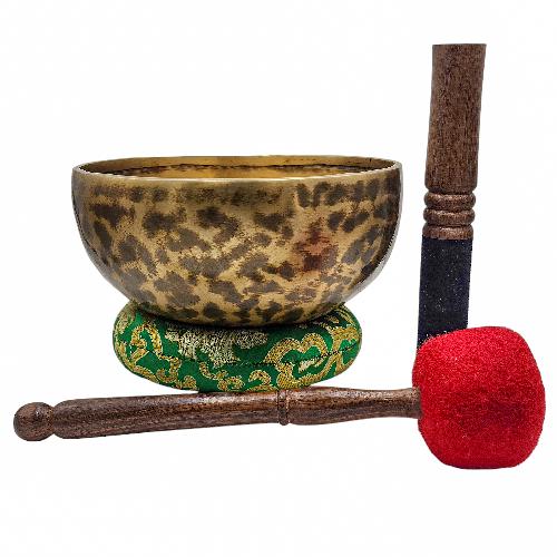 Jambati Singing Bowl, [tiger Antique], Buddhist Hand Beaten, Antique Finishing, Sound Note G3, 201 Hz