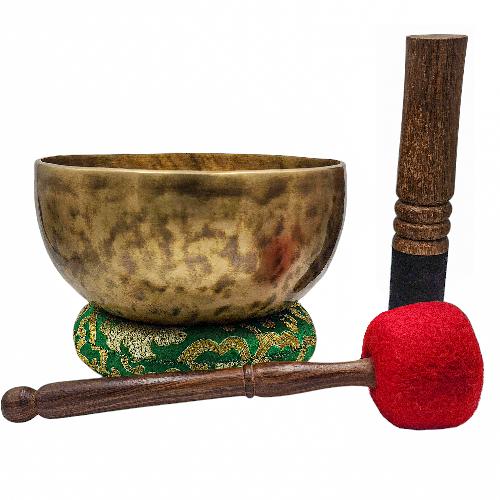 Jambati Singing Bowl, [tiger Antique], Buddhist Hand Beaten, Antique Finishing, Sound Note E3, 162 Hz