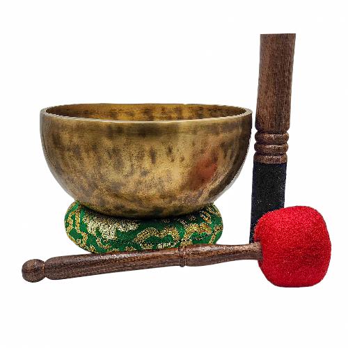 Jambati Singing Bowl, [tiger Antique], Buddhist Hand Beaten, Antique Finishing, Sound Note G3, 210 Hz