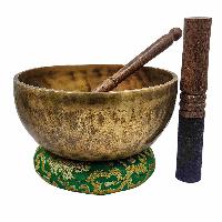 Jambati Singing Bowl, [tiger Antique], Buddhist Hand Beaten, Antique Finishing, Sound Note G3, 210 Hz