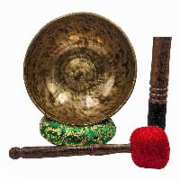 Jambati Singing Bowl, [tiger Antique], Buddhist Hand Beaten, Antique Finishing, Sound Note E3, 162 Hz