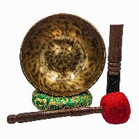 Jambati Singing Bowl, [tiger Antique], Buddhist Hand Beaten, Antique Finishing, Sound Note F3, 181 Hz