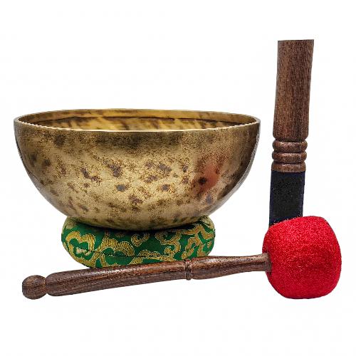 Jambati Singing Bowl, [tiger Antique], Buddhist Hand Beaten, Antique Finishing, Sound Note C3, 138 Hz