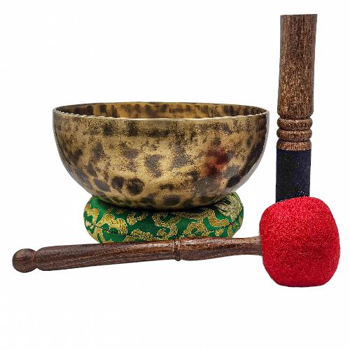 Jambati Singing Bowl, [tiger Antique], Buddhist Hand Beaten, Antique Finishing, Sound Note F3, 172 Hz