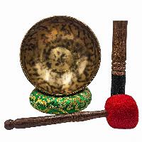 Jambati Singing Bowl, [tiger Antique], Buddhist Hand Beaten, Antique Finishing, Sound Note F3, 172 Hz