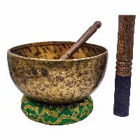 Jambati Singing Bowl, [tiger Antique], Buddhist Hand Beaten, Antique Finishing, Sound Note E3, 169 Hz