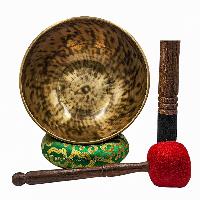 Jambati Singing Bowl, [tiger Antique], Buddhist Hand Beaten, Antique Finishing, Sound Note D3, 144 Hz