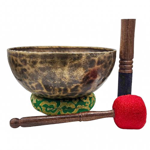 Jambati Singing Bowl, [tiger Antique], Buddhist Hand Beaten, Antique Finishing, Sound Note C3, 138 Hz