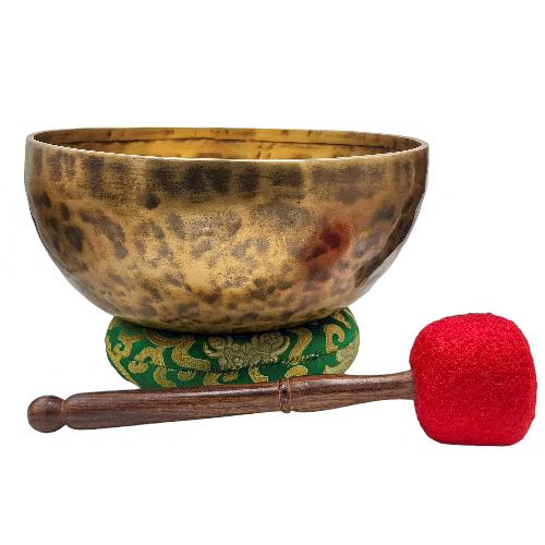 Jambati Singing Bowl, [tiger Antique], Buddhist Hand Beaten, Antique Finishing, Sound Note C3, 136 Hz