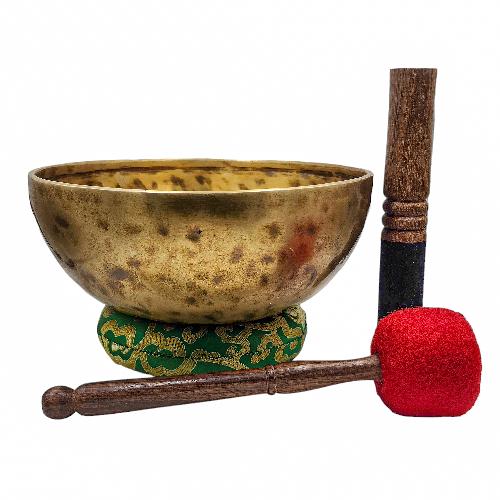 Jambati Singing Bowl, [tiger Antique], Buddhist Hand Beaten, Antique Finishing, Sound Note D3, 149 Hz