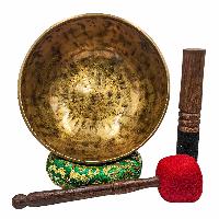 Jambati Singing Bowl, [tiger Antique], Buddhist Hand Beaten, Antique Finishing, Sound Note D3, 149 Hz