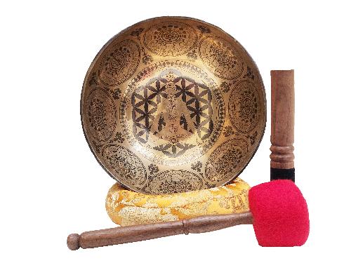 Buddhist Singing Bowl, [samadhi], Hand Beaten, Sound Note D3 148 Hz