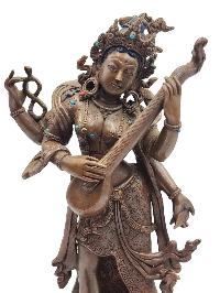 [saraswati], Buddhist Handmade Statue, [chocolate Oxidized]