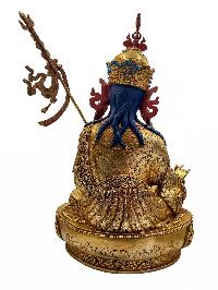 [padmasambhava], Buddhist Handmade Statue, [face Painted], [stone Setting] And [gold Plated]