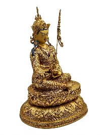 [padmasambhava], Buddhist Handmade Statue, [face Painted], [stone Setting] And [gold Plated]