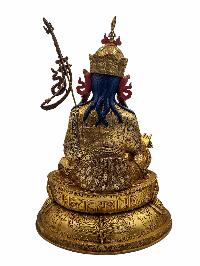 [padmasambhava], Buddhist Handmade Statue, [face Painted], [stone Setting] And [gold Plated]