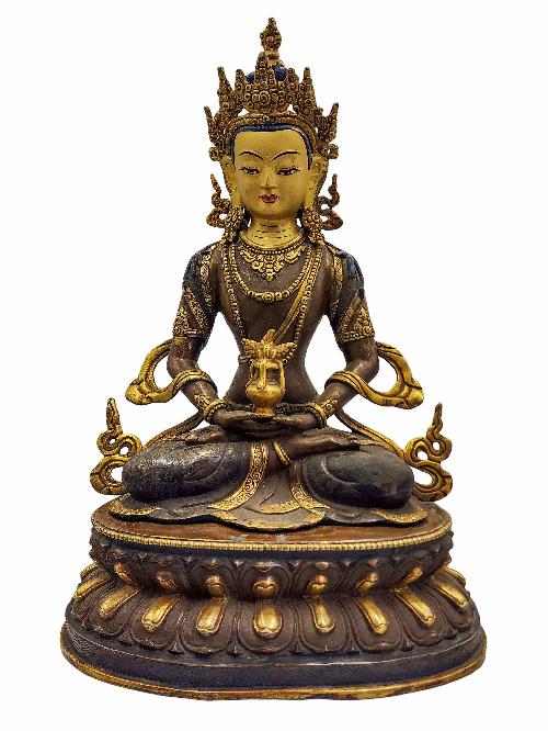 [aparimita], Buddhist Handmade Statue, [face Painted] And [partly Gold Plated]