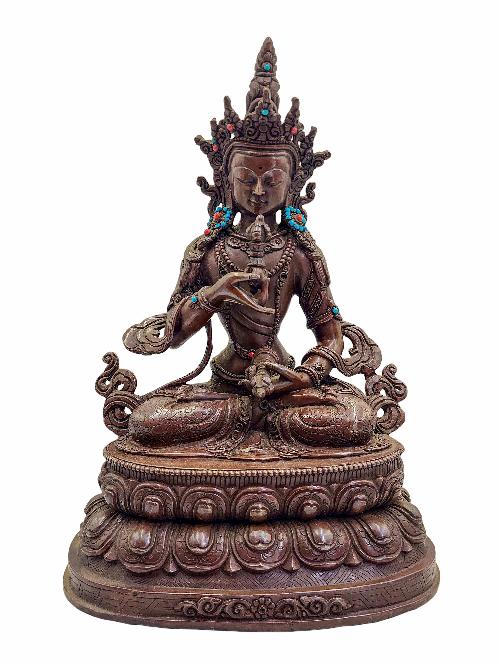 [vajrasattva], Buddhist Statue, [stone Setting, Chocolate Oxidized]