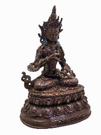 [vajrasattva], Buddhist Statue, [stone Setting, Chocolate Oxidized]