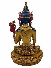 [white Tara], Buddhist Handmade Statue, [face Painted], [stone Setting] And [gold Plated]