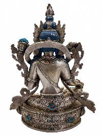 Real Silver [green Tara], [master Quality], Buddhist Statue, [silver Statue Stone Setting], [rare Find]