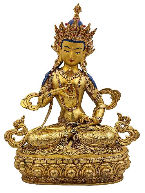 [vajrasattva], Buddhist Handmade Statue, [face Painted] And [gold Plated], [high Quality]