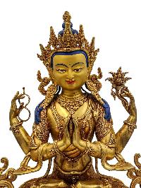 [chenrezig], Buddhist Handmade Statue, [face Painted] And [gold Plated], [high Quality]