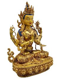 [chenrezig], Buddhist Handmade Statue, [face Painted] And [gold Plated], [high Quality]