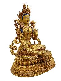 [green Tara], Buddhist Handmade Statue, [face Painted] And [gold Plated], [high Quality]