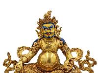 [yellow Jambhala Or Kuber], Buddhist Handmade Statue, [face Painted] And [gold Plated], [high Quality]