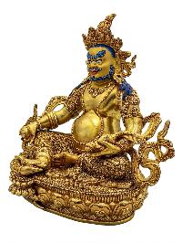 [yellow Jambhala Or Kuber], Buddhist Handmade Statue, [face Painted] And [gold Plated], [high Quality]