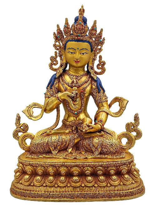 [vajrasattva], Buddhist Handmade Statue, [face Painted] And [gold Plated], [high Quality]