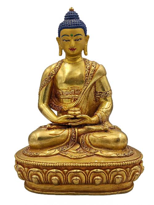 amitabha Buddha, Buddhist Handmade Statue, face Painted And gold Plated, high Quality