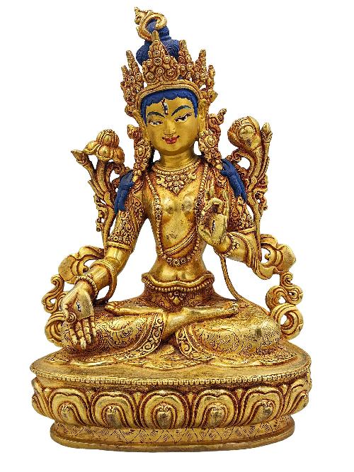 [white Tara], Buddhist Handmade Statue, [face Painted] And [gold Plated], [high Quality]