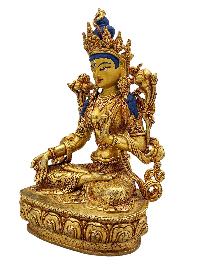 [white Tara], Buddhist Handmade Statue, [face Painted] And [gold Plated], [high Quality]