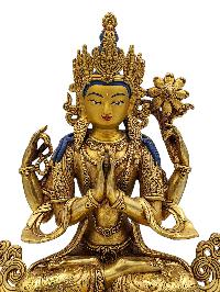 [chenrezig], Buddhist Handmade Statue, [face Painted] And [gold Plated], [high Quality]