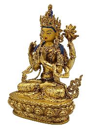 [chenrezig], Buddhist Handmade Statue, [face Painted] And [gold Plated], [high Quality]