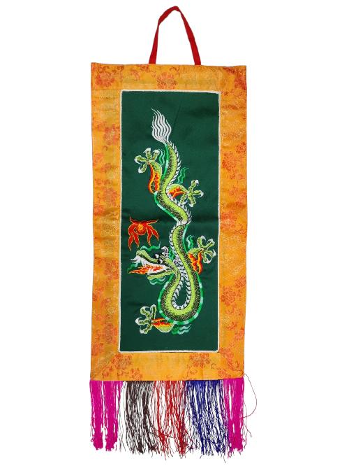 Tibetan Cochin Brocade Wall Hanging With Embroidered Dragon, Color 