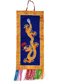 Tibetan Cochin Brocade Wall Hanging With Embroidered Dragon, Color 