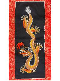 Tibetan Cochin Brocade Wall Hanging With Embroidered Dragon, Color 