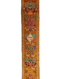 Tibetan Cochin Brocade Wall Hanging With Embroidered Ashtamangala, Color 