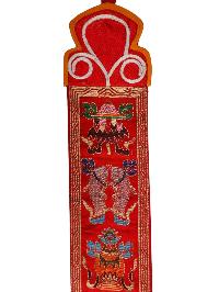 Tibetan Cochin Brocade Wall Hanging With Embroidered Ashtamangala, Color 