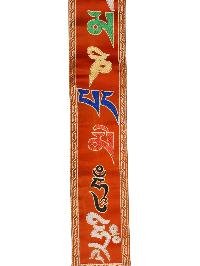 Tibetan Cochin Brocade Wall Hanging With Embroidered Om Mani Padme Hum, Color 