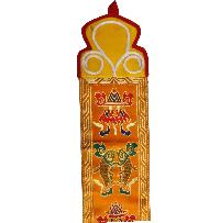 Tibetan Cochin Brocade Wall Hanging With Embroidered Ashtamangala, Color 