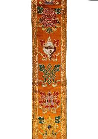 Tibetan Cochin Brocade Wall Hanging With Embroidered Ashtamangala, Color 